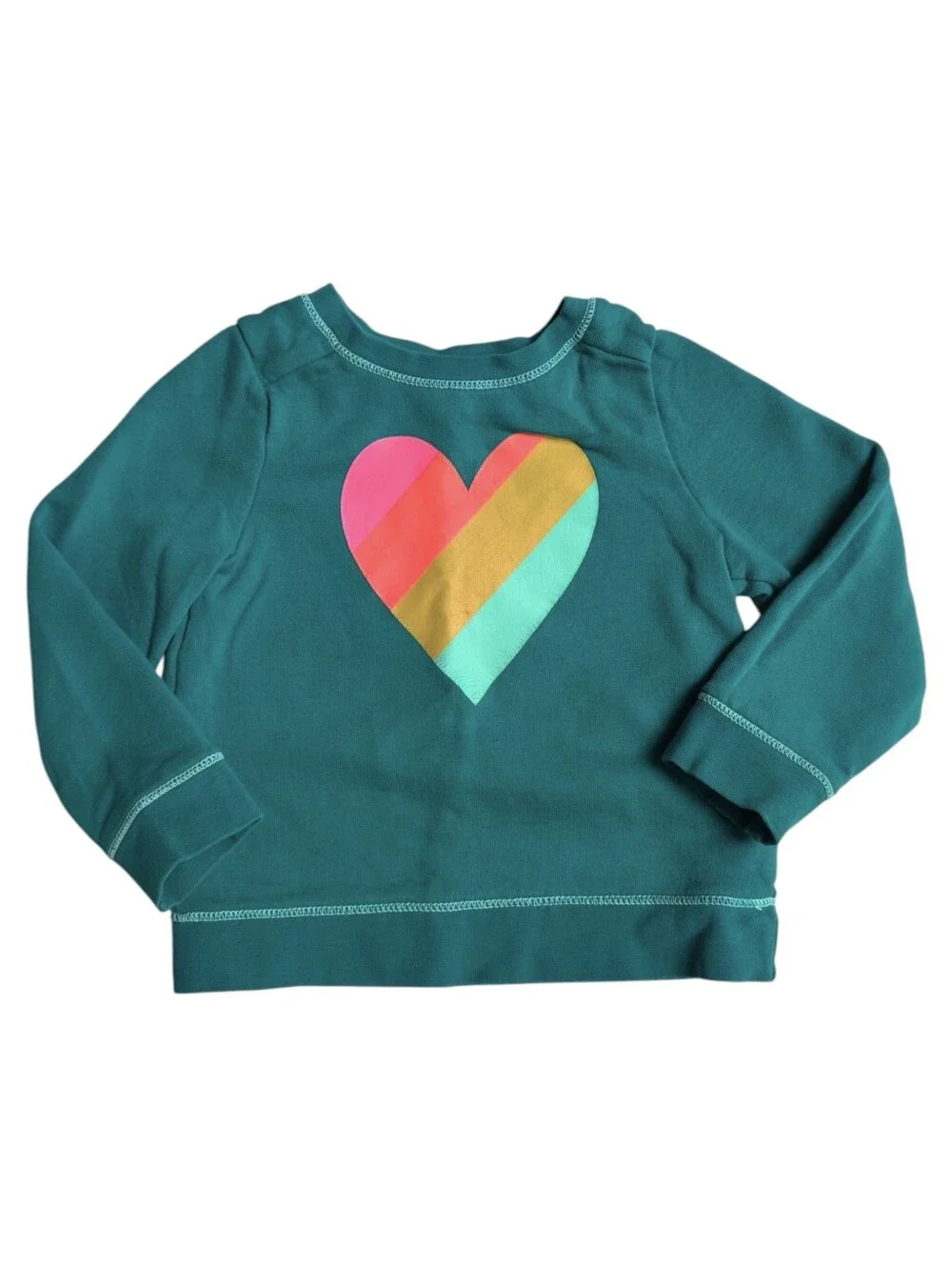 🍁2/$7🍁CAT & JACK Teal Rainbow Heart Sweatshirt